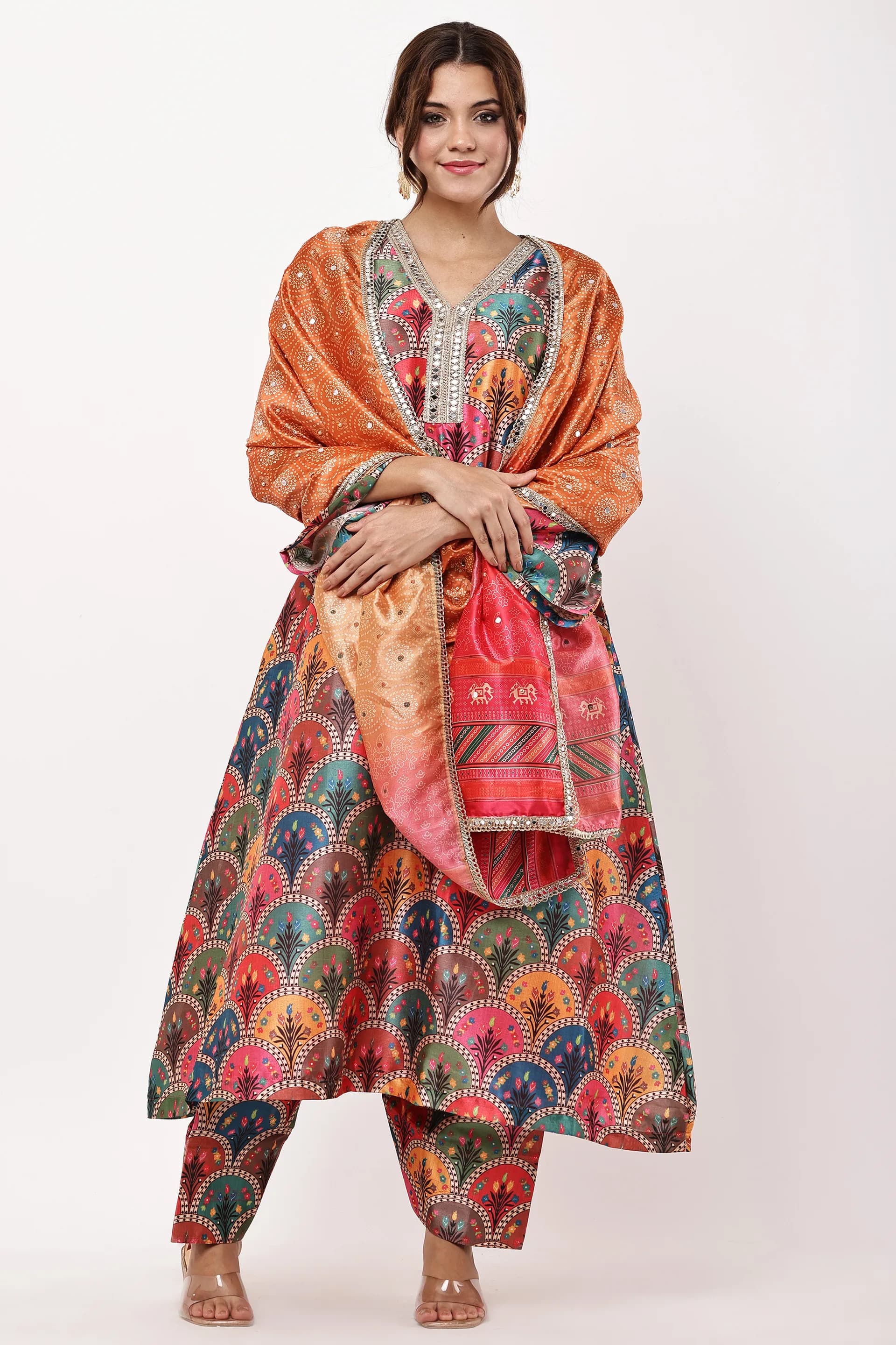 Women Multicoloured Ethnic Motifs Kurta Set with Dupatta